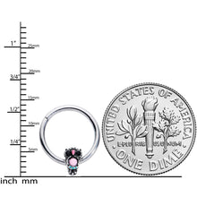 Load image into Gallery viewer, 16G 3/8 Black Gem Pink Orb Owl Septum Ring
