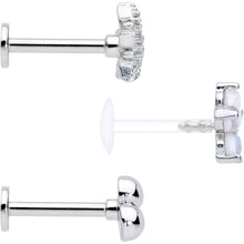 Load image into Gallery viewer, 16G 5/16 CZ Gem White Faux Opal Bioplast Labret Tragus Set of 3
