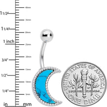 Load image into Gallery viewer, Faux Turquoise Crescent Moon Belly Ring

