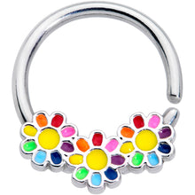 Load image into Gallery viewer, 16G 3/8 Rainbow Hippie Flower Septum Ring
