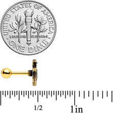 Load image into Gallery viewer, 16G 1/4 Gold Tone Aqua Ornate Hamsa Hand Cartilage Tragus

