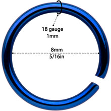 Load image into Gallery viewer, 18G 5/16 Blue Tone Anodized Seamless Circular Ring Set of 12
