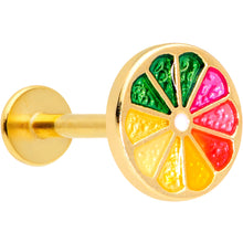 Load image into Gallery viewer, 16G 5/16 Gold Tone Rainbow Grapefruit Labret Monroe Tragus
