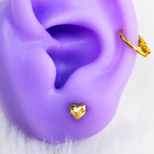 Load image into Gallery viewer, 16G 5/16 Clear CZ Gem Gold Tone Heart Labret Tragus Set of 3

