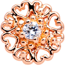 Load image into Gallery viewer, 16G 5/16 Clear CZ Rose Gold Tone Hearts Labret Monroe Tragus
