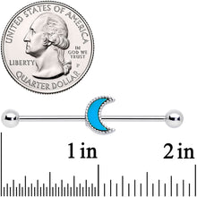 Load image into Gallery viewer, 14G  Faux Turquoise Crescent Moon Industrial Barbell 38mm
