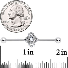 Load image into Gallery viewer, 14G Clear Gem Baroque Cross Industrial Barbell 38mm
