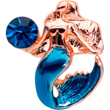 Load image into Gallery viewer, 16G 1/4 Aqua Gem Rose Gold Tone Mermaid Cartilage Tragus
