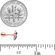 Load image into Gallery viewer, 16G 1/4 Aqua Gem Rose Gold Tone Mermaid Cartilage Tragus
