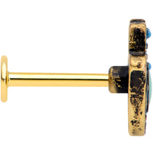 Load image into Gallery viewer, 16G 5/16 Gold Tone Aqua Ornate Hamsa Hand Labret Monroe Tragus
