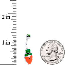 Load image into Gallery viewer, Green Clear Gem Leprechaun St Patricks Day Belly Ring Set of 3
