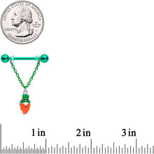 Load image into Gallery viewer, 14G 11/16 Leprechaun St Patricks Day Chain Dangle Nipple Ring Set
