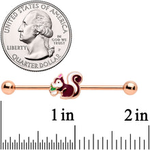 Load image into Gallery viewer, 14G Rose Gold Tone Snacking Squirrel Industrial Barbell 38mm
