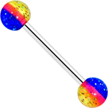 Load image into Gallery viewer, Blue Orange Yellow UV Glow Acrylic Ball Barbell Tongue Ring
