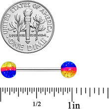 Load image into Gallery viewer, Blue Orange Yellow UV Glow Acrylic Ball Barbell Tongue Ring
