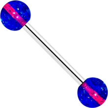 Load image into Gallery viewer, Blue Purple UV Glow Acrylic Ball Barbell Tongue Ring
