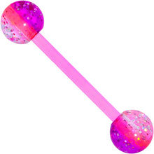Load image into Gallery viewer, Pink Purple UV Glow Flexible Acrylic Barbell Tongue Ring
