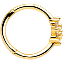 Load image into Gallery viewer, 16G 3/8 Clear CZ Gem Gold Tone Flower Hinged Segment Ring
