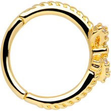 Load image into Gallery viewer, 16G 3/8 Clear CZ Gem Gold Tone Bow Hinged Segment Ring
