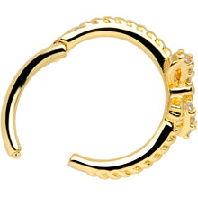Load image into Gallery viewer, 16G 3/8 Clear CZ Gem Gold Tone Bow Hinged Segment Ring
