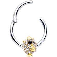 Load image into Gallery viewer, 16G 3/8 Clear Black Gem Little Chick Septum Ring
