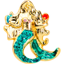 Load image into Gallery viewer, 16G 5/16 Gold Tone Green Mermaid Labret Monroe Tragus
