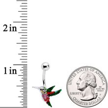 Load image into Gallery viewer, Red Pink Green Gem Hummingbird Belly Ring
