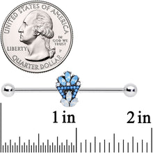 Load image into Gallery viewer, 14G Blue White Faux Opal Ornate Industrial Barbell 38mm
