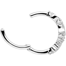 Load image into Gallery viewer, 16G 3/8 Clear CZ Gem Tears Hearts Hinged Segment Ring
