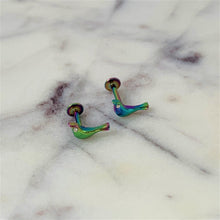 Load image into Gallery viewer, 16G 1/4 Clear Gem Rainbow Bird Labret Monroe Tragus
