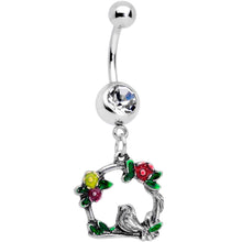 Load image into Gallery viewer, Clear Gem Swing Bird Wreath Flower Dangle Belly Ring
