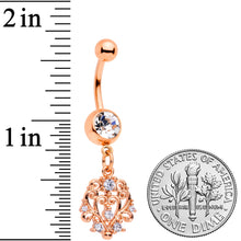 Load image into Gallery viewer, Clear CZ Gem Rose Gold Tone Elegant Abstract Dangle Belly Ring
