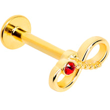 Load image into Gallery viewer, 16G 5/16 Red Gem Gold Tone Infinity Love Labret Monroe Tragus
