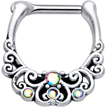 Load image into Gallery viewer, 16G 3/8 Aurora Gem Scrolling Hearts Cartilage Clicker
