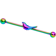 Load image into Gallery viewer, 14G Clear Gem Rainbow Bird Industrial Barbell 38mm
