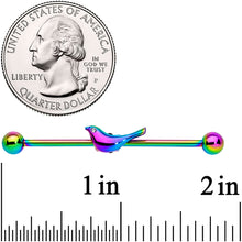 Load image into Gallery viewer, 14G Clear Gem Rainbow Bird Industrial Barbell 38mm
