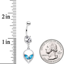 Load image into Gallery viewer, Clear Aqua CZ Gem Hollow Alien Dangle Belly Ring

