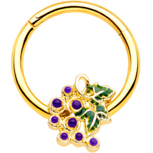 Load image into Gallery viewer, 16G 3/8 Gold Tone Yummy Grapes Septum Ring
