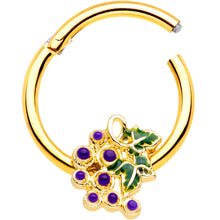 Load image into Gallery viewer, 16G 3/8 Gold Tone Yummy Grapes Septum Ring
