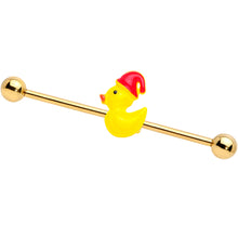 Load image into Gallery viewer, 14G Gold Tone Sleepy Duck Industrial Barbell 38mm
