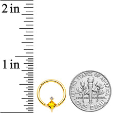 Load image into Gallery viewer, 16G 3/8 Yellow Clear Gem Gold Tone Rhombus Septum Ring
