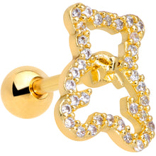 Load image into Gallery viewer, 16G 1/4 Clear Gem Gold Tone Teddy Bear Cartilage Tragus
