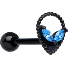 Load image into Gallery viewer, Aqua Gem Black Alien Barbell Tongue Ring
