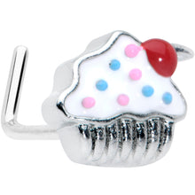 Load image into Gallery viewer, 20G 5/16 Red White Sprinkle Cherry Cupcake L Shaped Nose Ring
