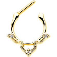 Load image into Gallery viewer, 16G 3/8 Clear CZ Gem Gold Tone Triple Cats Eye Cartilage Clicker

