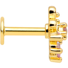 Load image into Gallery viewer, 16G 1/4 Clear Pink CZ Gem Gold Tone Looping Labret Monroe Tragus
