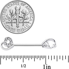 Load image into Gallery viewer, 14G 5/8 Clear Gem Heart Swirl Barbell Nipple Ring Set
