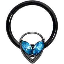 Load image into Gallery viewer, 16G 3/8 Aqua Gem Black Hollow Alien Septum Ring
