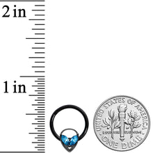 Load image into Gallery viewer, 16G 3/8 Aqua Gem Black Hollow Alien Septum Ring
