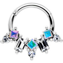 Load image into Gallery viewer, 16G 5/16 Aurora CZ Gem Fan Hinged Segment Ring
